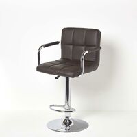HOMESCAPES Bramley Faux Leather Swivel Bar Stool Brown - Brown