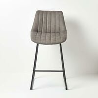 HOMESCAPES Ascot Faux Leather Bar Stool Grey - Grey - Grey