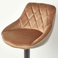 HOMESCAPES Henley Brown Velvet and Leather Height Adjustable Bar Stool - Brown & Mink