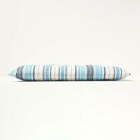 HOMESCAPES New England Stripe Seat Pad with Button Straps 100% Cotton 40 x 40 cm - Blue