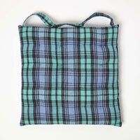 HOMESCAPES Blackwatch Tartan Seat Pad with Button Straps 100% Cotton 40 x 40 cm Set of 4 - Green