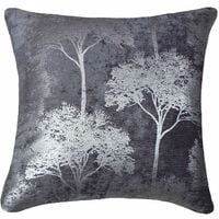 HOMESCAPES Enchanted Forest Charcoal Grey Cushion Cover - Grey