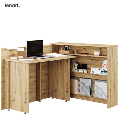 Lenart Work Concept CW-01L ausziehbarer schreibtisch mit regalen - links - 100 cm tischplatte in handwerks-eiche