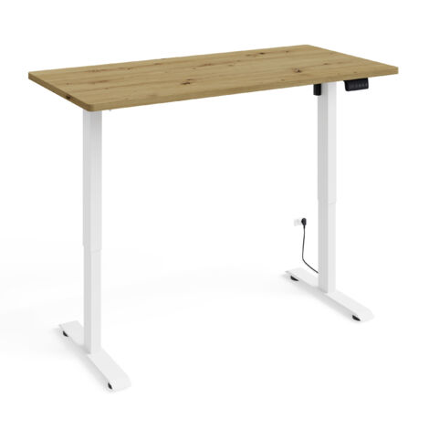 Elektrisch höhenverstellbarer Schreibtisch 120x65 weiß/Artisan Eiche