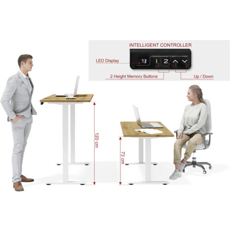 Elektrisch höhenverstellbarer Schreibtisch 120x65 weiß/Artisan Eiche