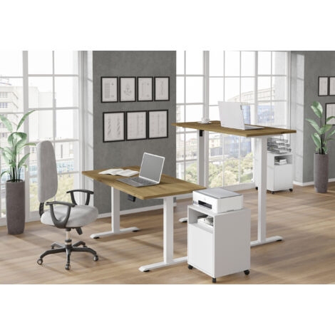 Elektrisch höhenverstellbarer Schreibtisch 120x65 weiß/Artisan Eiche