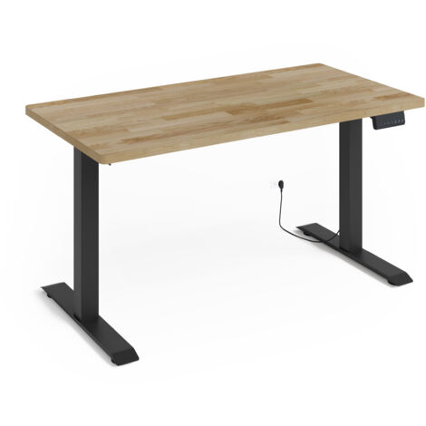 Höhenverstellbarer Schreibtisch BIM Natural Desk Eichenfurnier 140x70x3 schwarz/Eiche