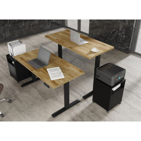 Höhenverstellbarer Schreibtisch BIM Natural Desk Eichenfurnier 140x70x3 schwarz/Eiche