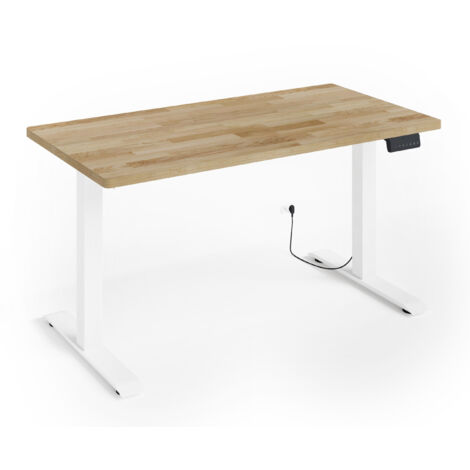 Höhenverstellbarer Schreibtisch BIM Natural Desk Eichenfurnier 140x70x3 white/Eiche