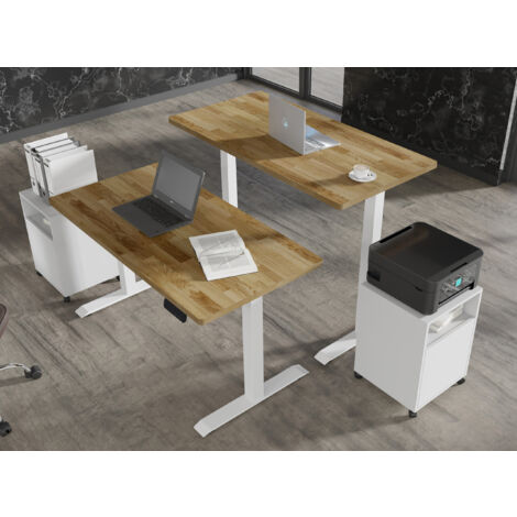 Höhenverstellbarer Schreibtisch BIM Natural Desk Eichenfurnier 140x70x3 white/Eiche
