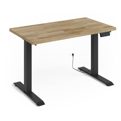 Höhenverstellbarer Schreibtisch BIM Natural Desk Eichenfurnier 120x65x3 schwarz/Eiche