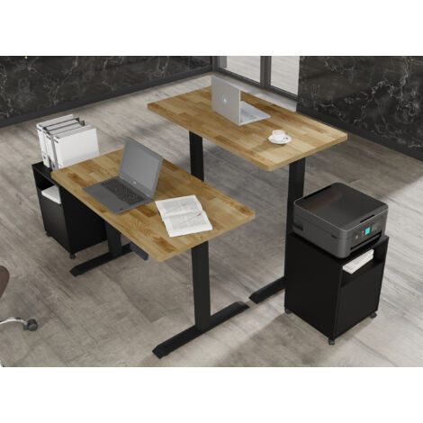 Höhenverstellbarer Schreibtisch BIM Natural Desk Eichenfurnier 120x65x3 schwarz/Eiche