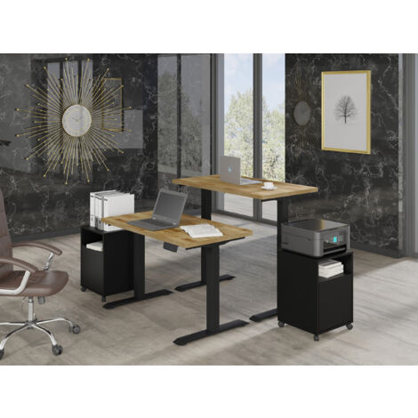 Höhenverstellbarer Schreibtisch BIM Natural Desk Eichenfurnier 120x65x3 schwarz/Eiche
