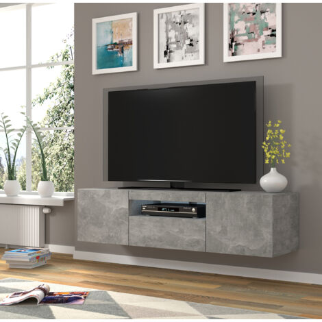 TV-Schrank AURA 150x37x42 Lowboard, hängend oder stehend, universelle TV-Unterschrank, Fernsehschrank, HiFi-Tisch in Betonfarbe (1/5)