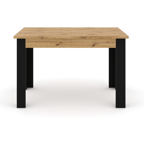Tisch NUKA H 120-160x80x76 cm Eiche Artisan/Matt schwarz Ausziehtisch Esstisch Wohnzimmertisch
