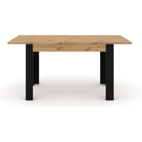 Tisch NUKA H 120-160x80x76 cm Eiche Artisan/Matt schwarz Ausziehtisch Esstisch Wohnzimmertisch
