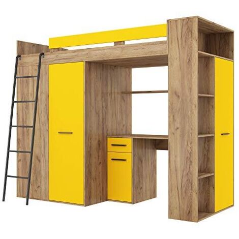MOBILE ETAGENBETT KINDER LEITER VERANA L cm H190x120x236 EICHE GELB