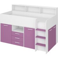 KINDERSCHRANKBETT NEO cm206x120x138h WEISS LAVENDEL