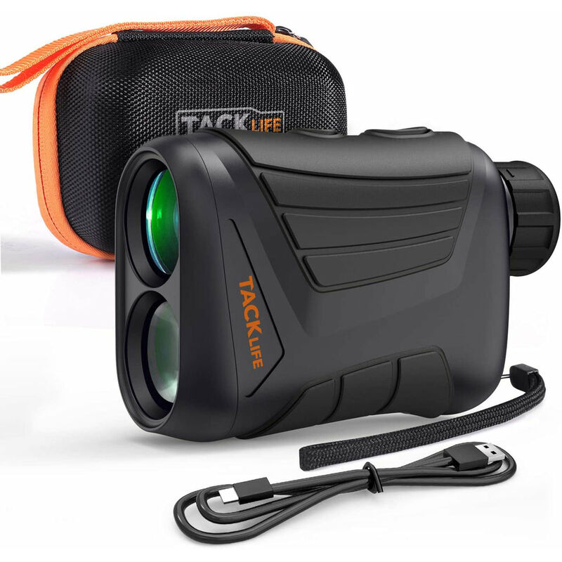 TACKLIFE Telémetro de Golf, Telémetro Profesional 800m, Telemetro Prismático Medidor Monocular, Multifunciones con Bloqueo de Bandera, 7X Aumento, Medición de diatancia y Velocidad MLR01