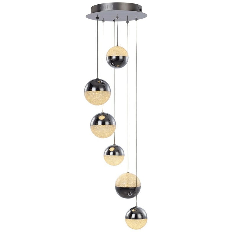 Illuminati Eclipse Suspension 6 LED Ronde Suspension LED Chrome Dimmable