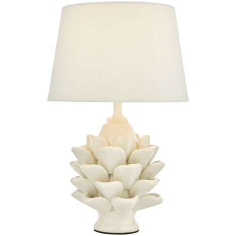Dar Zala Lampe De Table En Céramique Crème Avec Abat-jour
