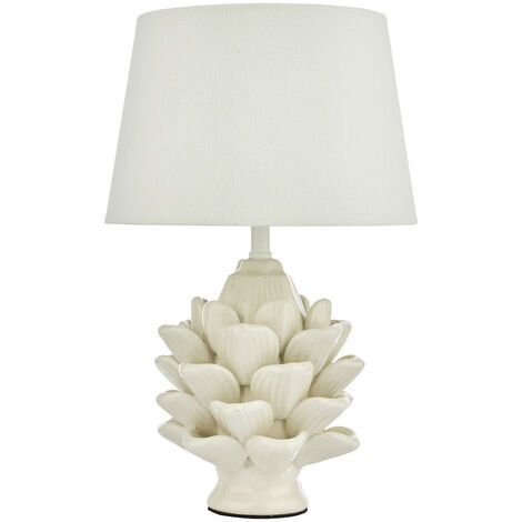 Dar Zala Lampe De Table En Céramique Crème Avec Abat-jour