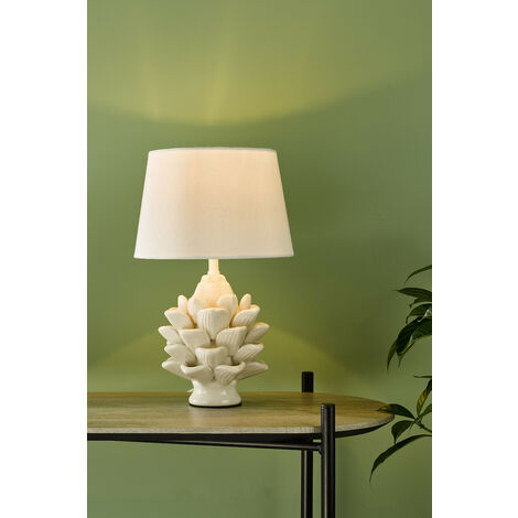 Dar Zala Lampe De Table En Céramique Crème Avec Abat-jour