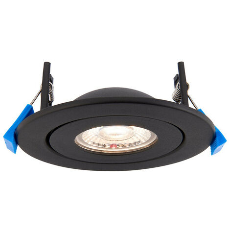 Saxby Shield360 4CCT Tri Wattage Noir IP44 8W Encastré Downlight Peinture Noir Mat
