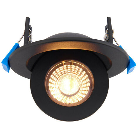 Saxby Shield360 4CCT Tri Wattage Noir IP44 8W Encastré Downlight Peinture Noir Mat