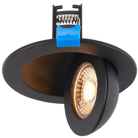 Saxby Shield360 4CCT Tri Wattage Noir IP44 8W Encastré Downlight Peinture Noir Mat