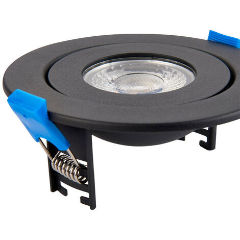 Saxby Shield360 4CCT Tri Wattage Noir IP44 8W Encastré Downlight Peinture Noir Mat