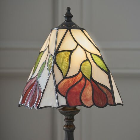 Lampe Tiffany Dragonfly Laiton antique,rouge,bleu,verre de style tiffany 1  ampoule 46cm