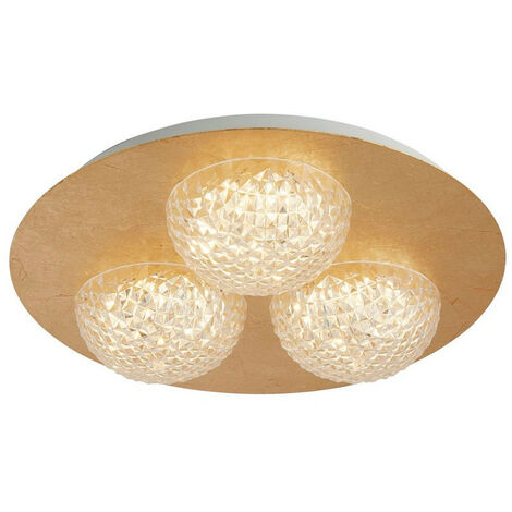 Plafonnier led rond celestia 3 ampoules - feuille d'or avec