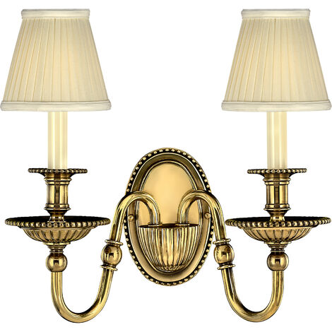 Elstead Cambridge  - Applique murale à 2 ampoules pour bougie d'intérieur en laiton bruni avec abat-jour, E14