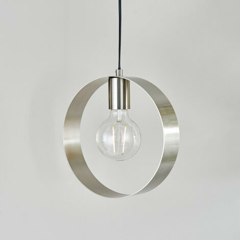 Endon Hoop - Plafonnier à 1 ampoule, nickel brossé, E27