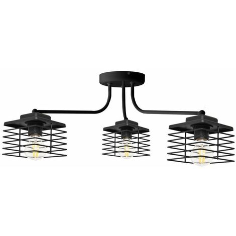 Helam Edison Plafonnier Semi Encastr Multi Bras Noir Cm