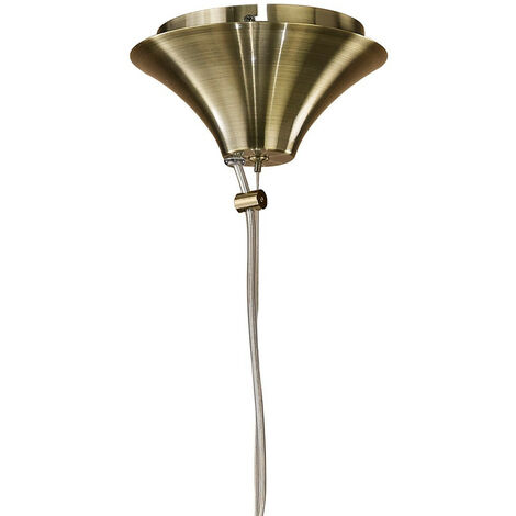 Inspired Mantra Tiffany Suspension 3+1 lumière E27+G9, laiton antique avec abat-jour blanc et cristal clair