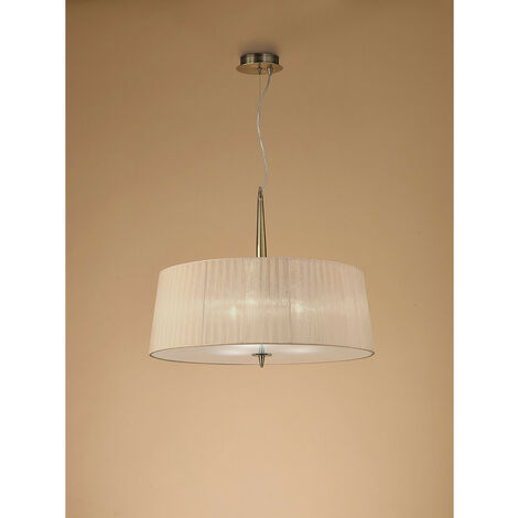 Inspired Mantra Loewe Suspension simple à 3 ampoules E27, laiton antique avec abat-jour en bronze doux