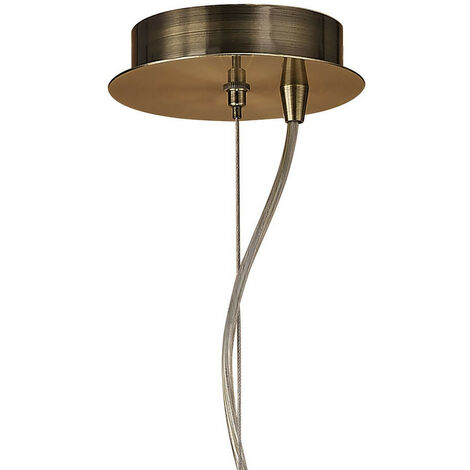 Inspired Mantra Loewe Suspension simple à 3 ampoules E27, laiton antique avec abat-jour en bronze doux