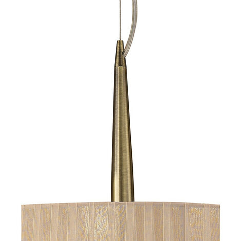 Inspired Mantra Loewe Suspension simple à 3 ampoules E27, laiton antique avec abat-jour en bronze doux
