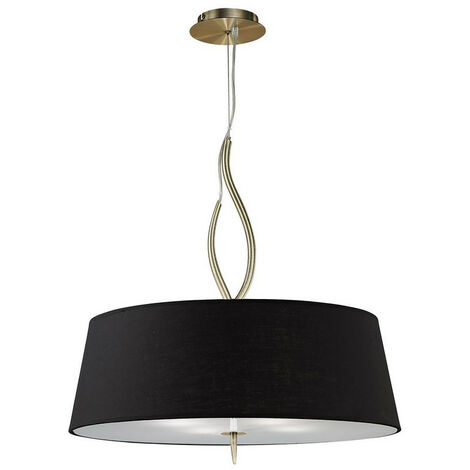 Inspired Mantra Fusion Ninette Ninette Suspension 4 Lumières E27 Avec Abat-Jour Noir Laiton Antique