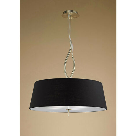Inspired Mantra Fusion Ninette Ninette Suspension 4 Lumières E27 Avec Abat-Jour Noir Laiton Antique
