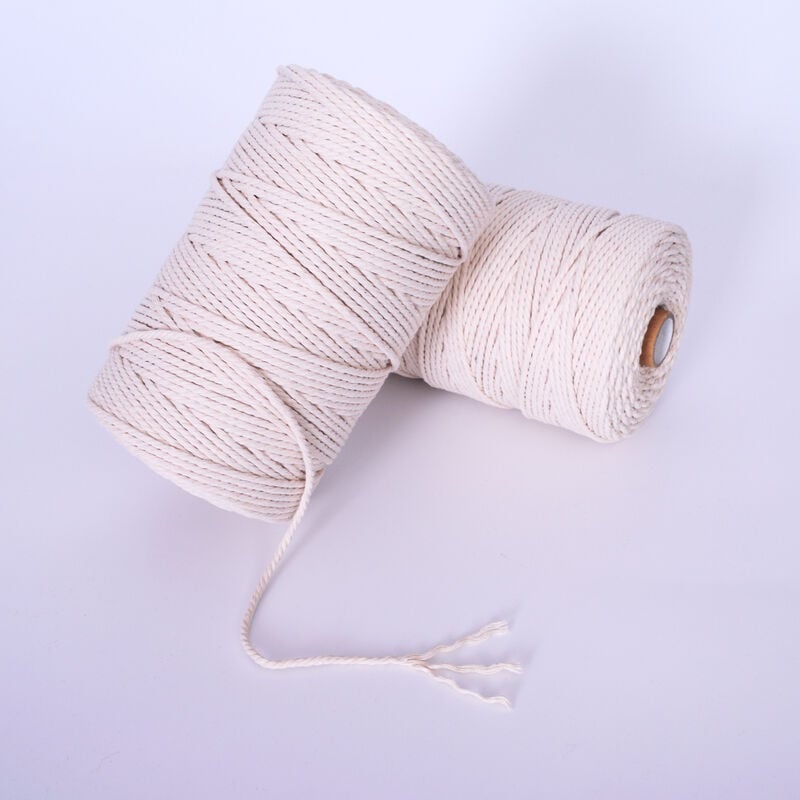 3mm x 200m, 100% Coton Fil Macramé Ficelle Cordelette, Macrame Corde pour  Tricotage DIY Décoration Murale Porte Plante Emballage Cadeau, Beige-Fei Yu