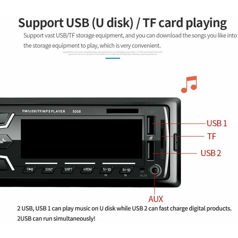 Autoradio M-195 BT Bluetooth - USB-SD - MP3 - Puissance 4 x 40W