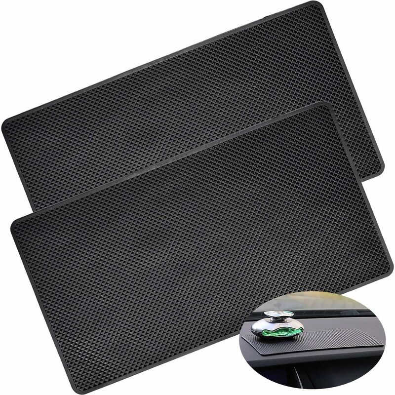 Tapis Antidérapant Pour Tableau De Bord Voiture - Silicone Noir - Range Téléphone, Clés, Lunettes - Facile à Nettoyer - 20x12,8 Cm