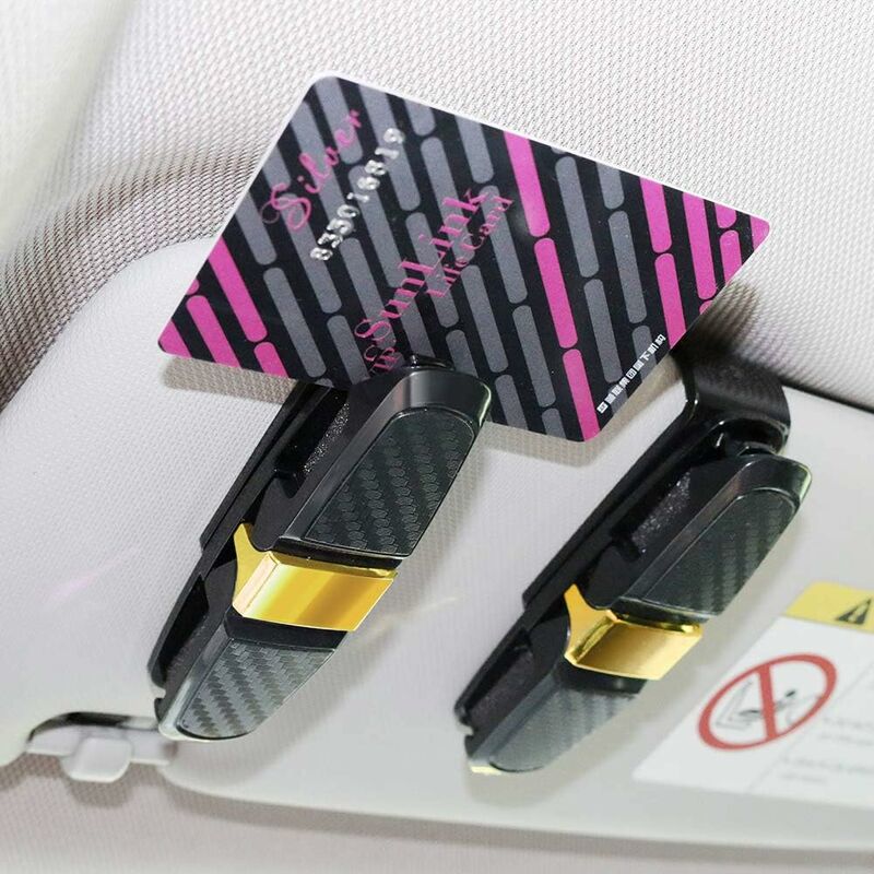 Clips Pare-Soleil Voiture UBRAVE - Porte-Lunettes Et Carte - Lot De 4 Noirs