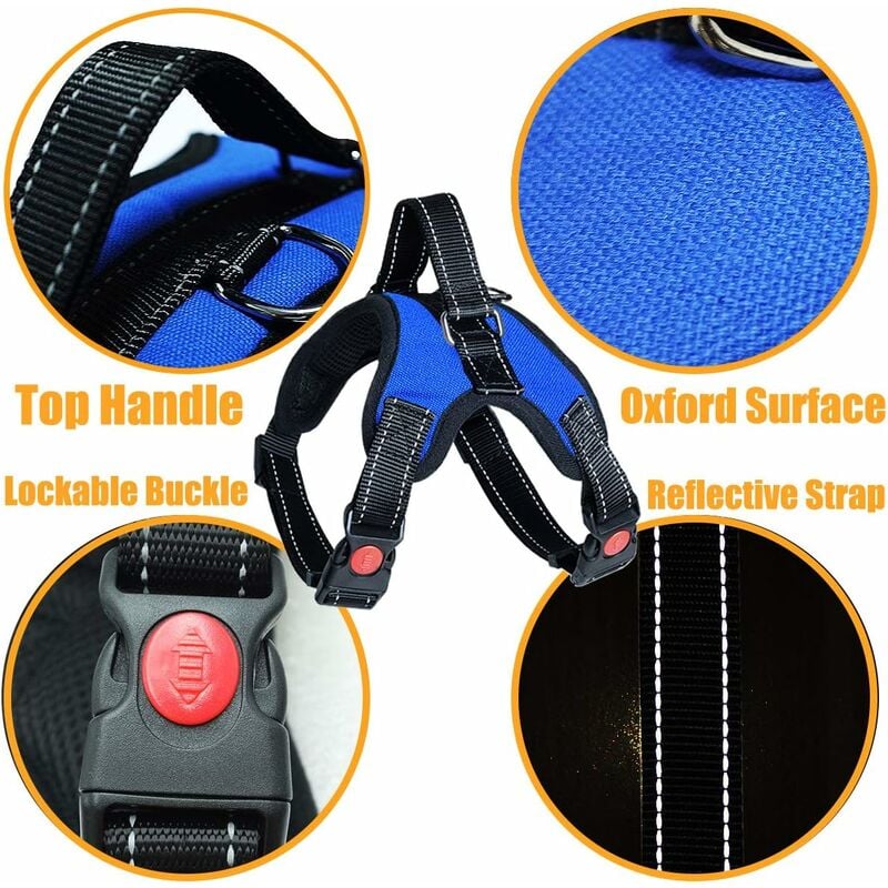 Harnais pour chien anti-traction - FIRSTPAW - Ajustable, confortable,  réfléchissant - Une ceinture de voiture incluse - S