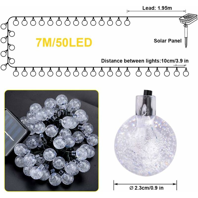 Zonyee 7m 50Guirlande Solaire LED Bulbes De Fleurs Lampes