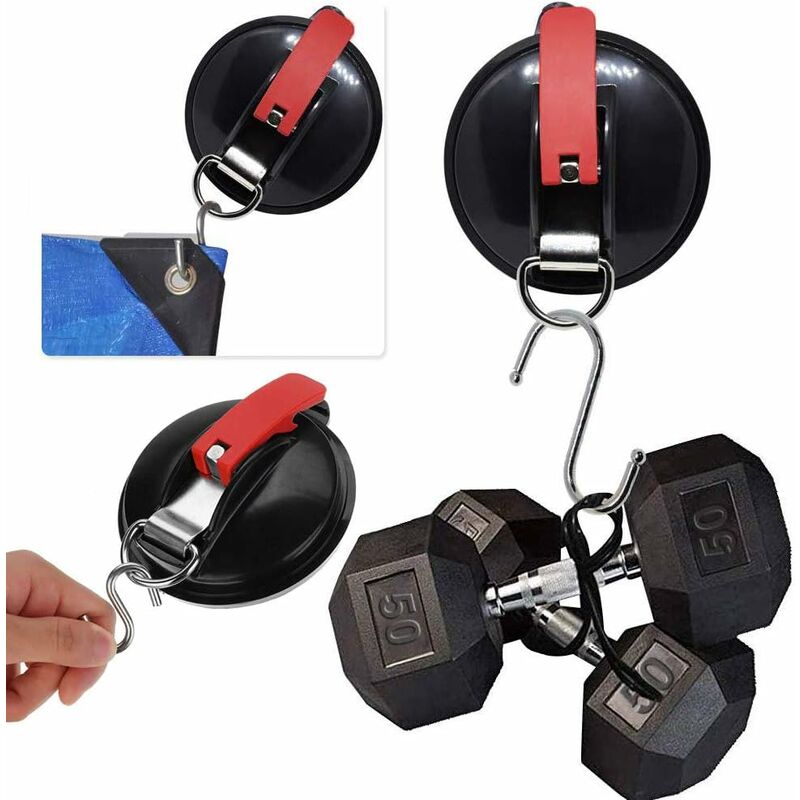 4 Ventouses Extra-Fortes Avec Crochet - Charge 30kg - Pour Camping, Voiture, Carrelage, Verre