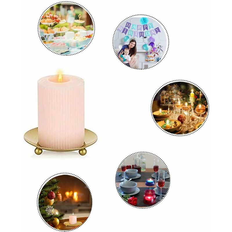 Lot De 4 Porte-bougies Coniques Dorés Avec Pique - Support Pour Bougies Piliers - Décoration Romantique Mariage, Dîner, Fête